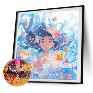 Ocean Girl 40*40CM(Picture) Full Round Drill Diamond Painting