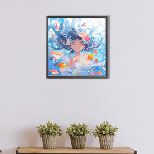 Ocean Girl 40*40CM(Picture) Full Round Drill Diamond Painting