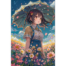 Load image into Gallery viewer, Girl With Umbrella In A Flower Field 40*60CM(Picture) Full Round Drill Diamond Painting
