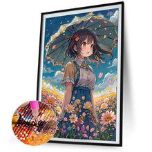Load image into Gallery viewer, Girl With Umbrella In A Flower Field 40*60CM(Picture) Full Round Drill Diamond Painting
