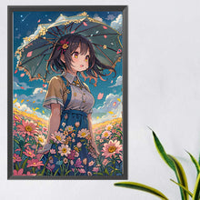 Load image into Gallery viewer, Girl With Umbrella In A Flower Field 40*60CM(Picture) Full Round Drill Diamond Painting
