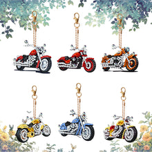 Load image into Gallery viewer, 6Pcs Motorcycle Diamond Art Keychain Ornaments Diamond Painting Keychain Kits
