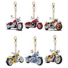Load image into Gallery viewer, 6Pcs Motorcycle Diamond Art Keychain Ornaments Diamond Painting Keychain Kits
