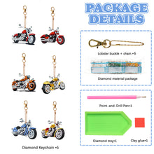 Load image into Gallery viewer, 6Pcs Motorcycle Diamond Art Keychain Ornaments Diamond Painting Keychain Kits
