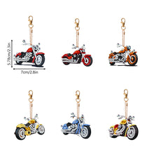 Load image into Gallery viewer, 6Pcs Motorcycle Diamond Art Keychain Ornaments Diamond Painting Keychain Kits
