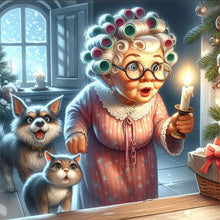 Load image into Gallery viewer, Huancan - Old Granny - 50*50CM 11CT 3 Stamped Cross Stitch
