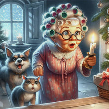 Load image into Gallery viewer, Huancan - Old Granny - 50*50CM 11CT 3 Stamped Cross Stitch
