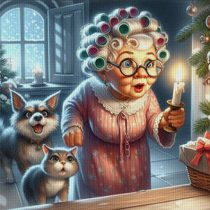 Huancan - Old Granny - 50*50CM 11CT 3 Stamped Cross Stitch