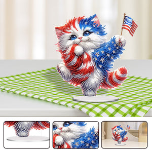 Acrylic Independence Day Cat Bedroom Table Top Diamond Painting Ornament Kits