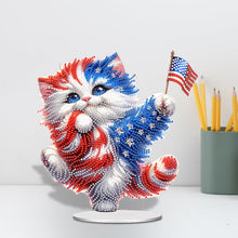 Load image into Gallery viewer, Acrylic Independence Day Cat Bedroom Table Top Diamond Painting Ornament Kits
