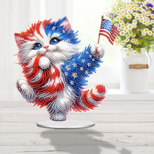 Load image into Gallery viewer, Acrylic Independence Day Cat Bedroom Table Top Diamond Painting Ornament Kits
