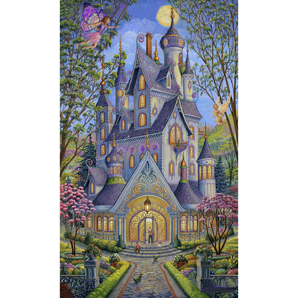 Fairy Moonlit Castle 30*50CM(Canvas) Full Round Drill Diamond Painting