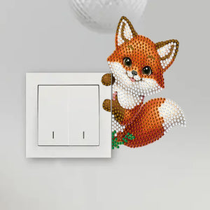 4Pcs Acrylic Cute Animals Wall Sticker Diamond Switch Sticker for Bathroom Decor
