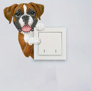 4Pcs Acrylic Cute Animals Wall Sticker Diamond Switch Sticker for Bathroom Decor