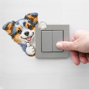 4Pcs Acrylic Cute Animals Wall Sticker Diamond Switch Sticker for Bathroom Decor