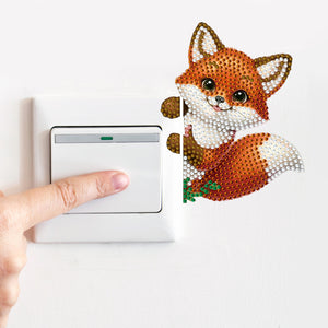 4Pcs Acrylic Cute Animals Wall Sticker Diamond Switch Sticker for Bathroom Decor