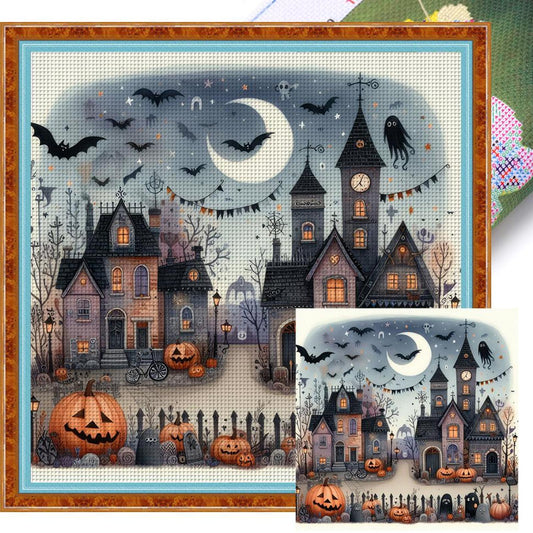 Christmas Cabin - Full 11CT Stamped Cross Stitch 50x50CM - Huacan