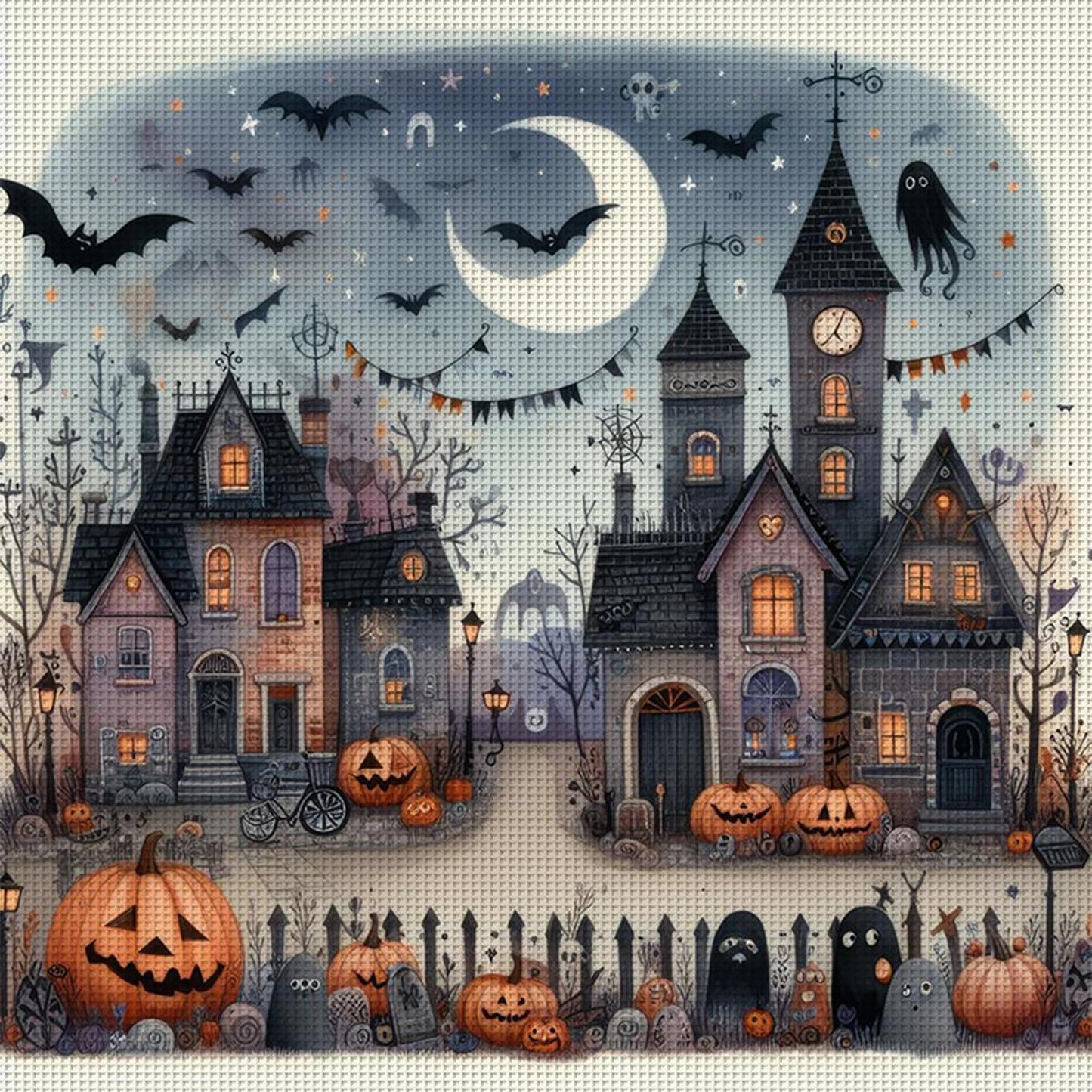 Christmas Cabin - Full 11CT Stamped Cross Stitch 50x50CM - Huacan