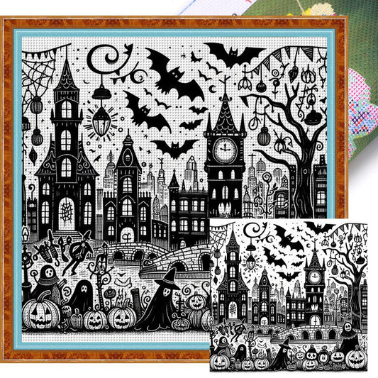 Christmas Cabin - Full 11CT Stamped Cross Stitch 50x50CM - Huacan