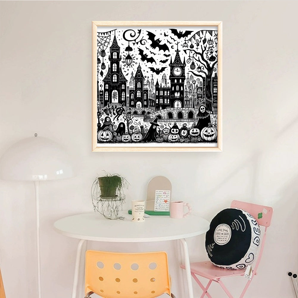 Christmas Cabin - Full 11CT Stamped Cross Stitch 50x50CM - Huacan