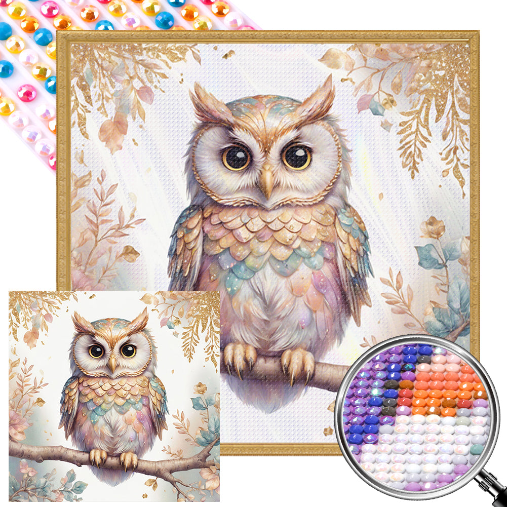 Owl 40*40CM(Picture) Full Round Drill Diamond Painting