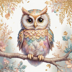 Owl 40*40CM(Picture) Full Round Drill Diamond Painting