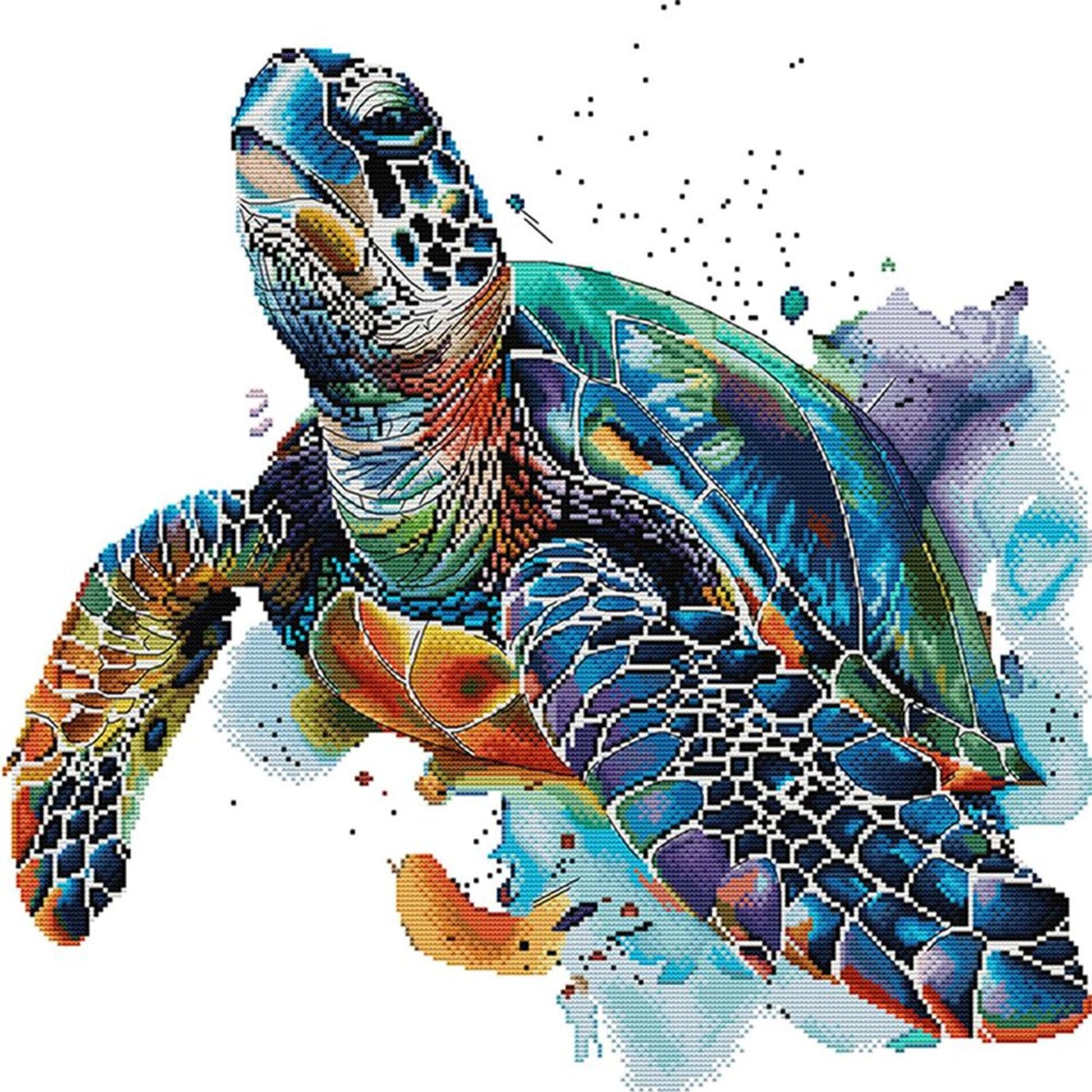 Sea Turtle - Partial 14CT Counted Cross Stitch 51x49CM - Joy Sunday Backstitch