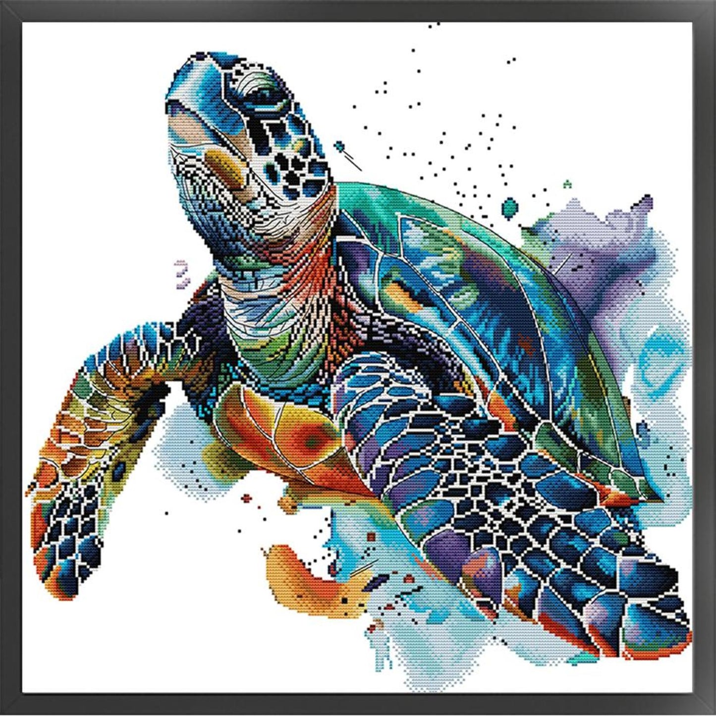Sea Turtle - Partial 14CT Counted Cross Stitch 51x49CM - Joy Sunday Backstitch