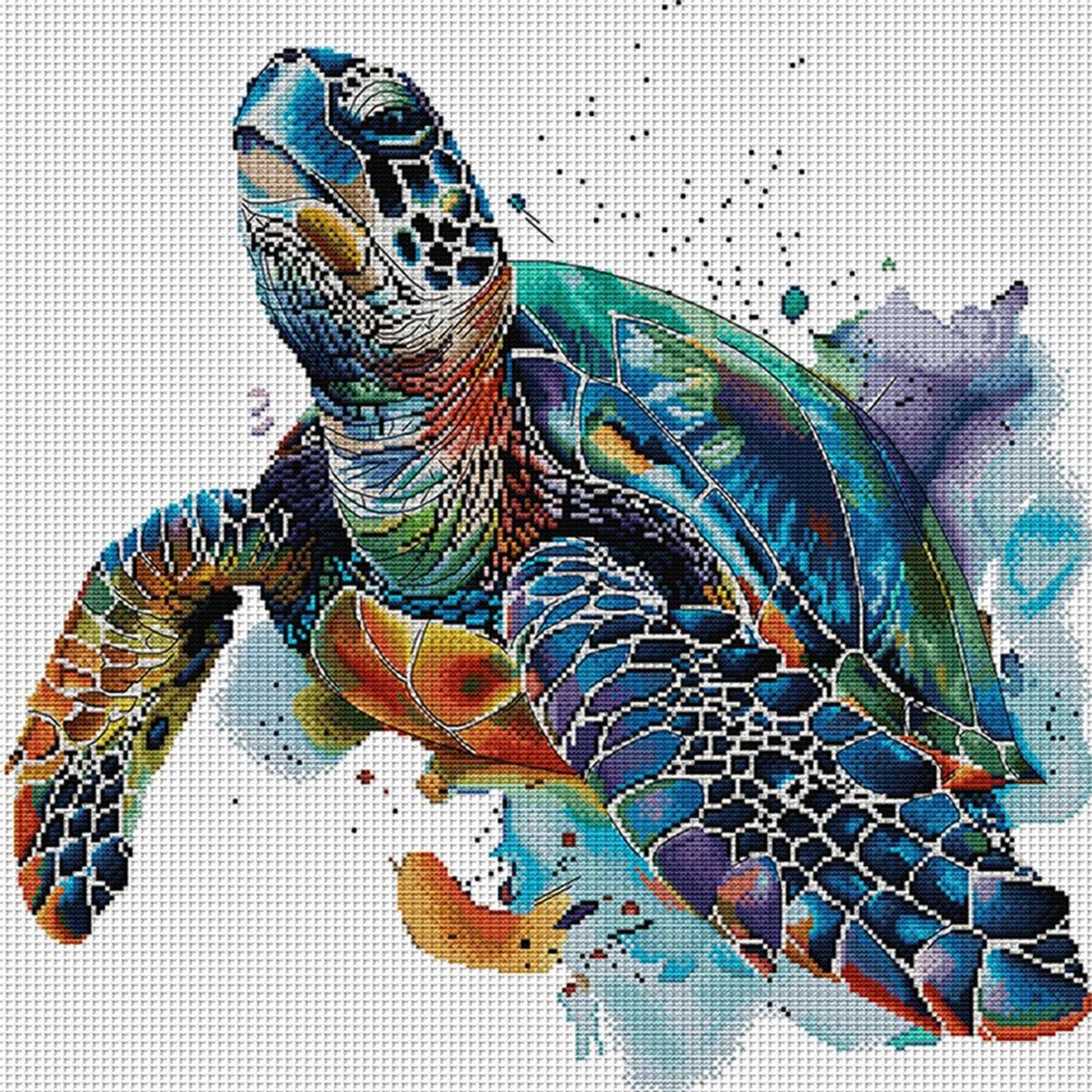 Sea Turtle - Partial 14CT Counted Cross Stitch 51x49CM - Joy Sunday Backstitch