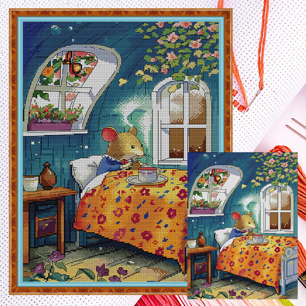 Joy Sunday - Mrs. Mouse'S Breakfast - 32*43CM 14CT 2 Counted Cross Stitch