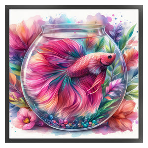 Yishu - Goldfish In A Tank - 50*50CM 11CT 3 Stamped Cross Stitch