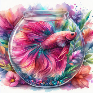 Yishu - Goldfish In A Tank - 50*50CM 11CT 3 Stamped Cross Stitch