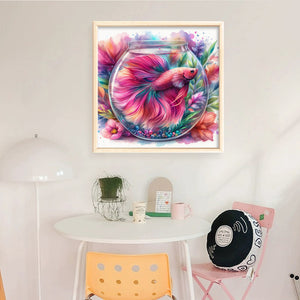 Yishu - Goldfish In A Tank - 50*50CM 11CT 3 Stamped Cross Stitch