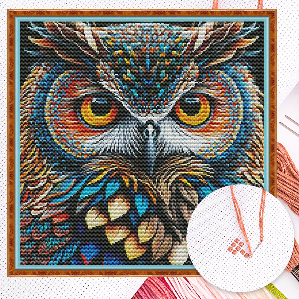 Owl - Full 14CT Counted Cross Stitch 41x41CM - Joy Sunday