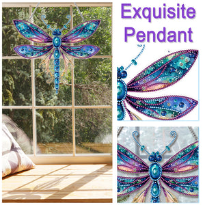 Dragonfly Rhinestone Diamond Painting Art Pendants for Garden Window Decor