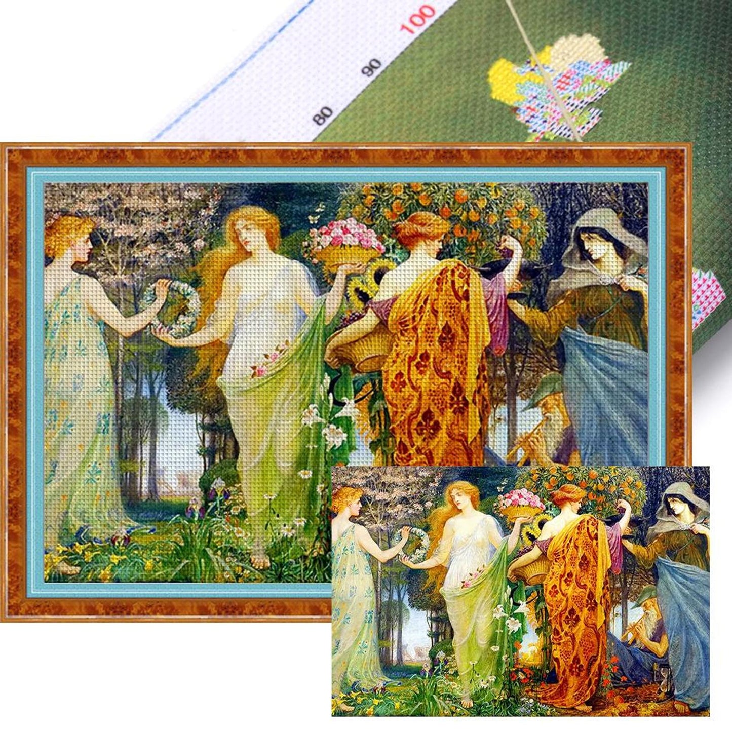 Four Seasons Goddess - Full 14CT Stamped Cross Stitch 65x45CM - Huacan