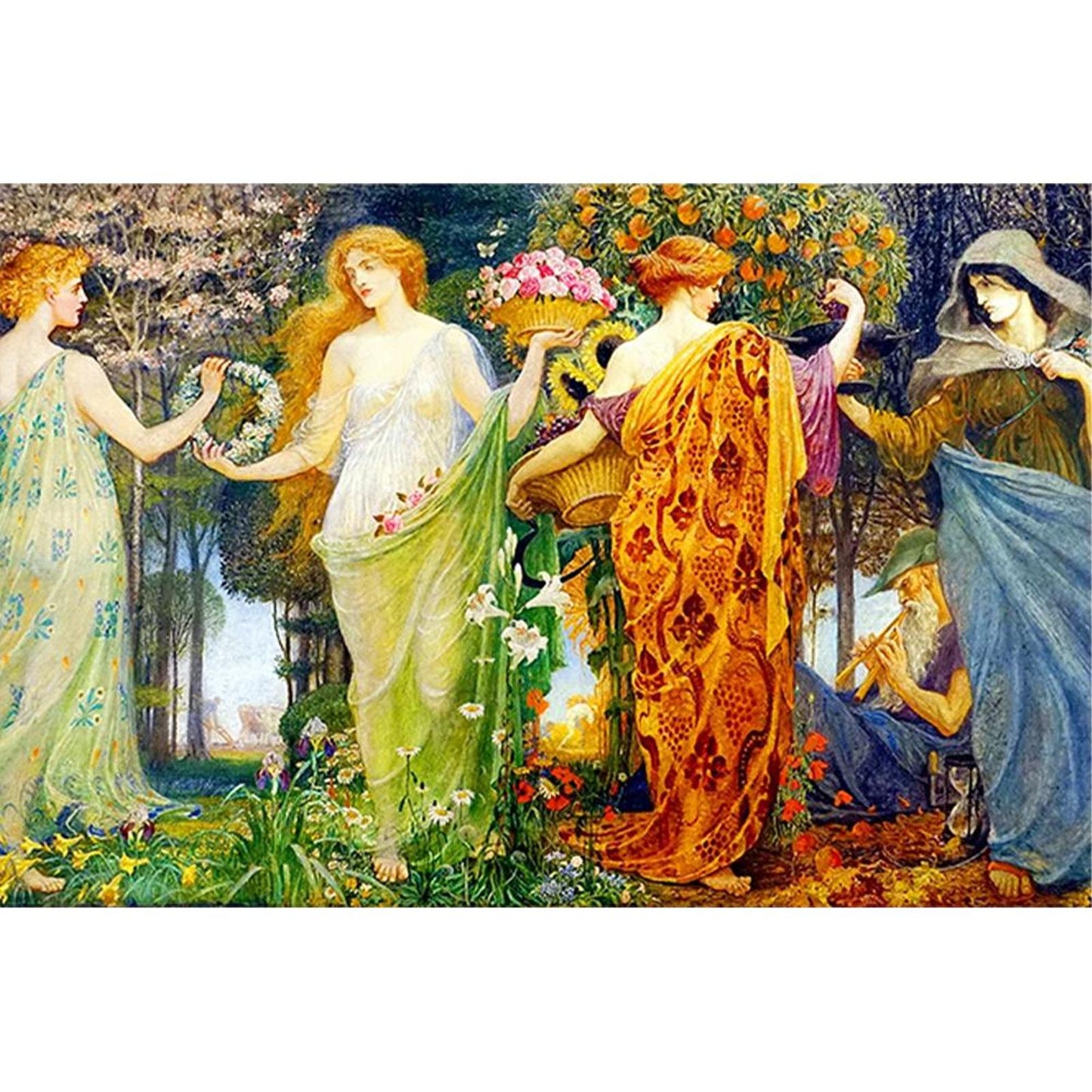 Four Seasons Goddess - Full 14CT Stamped Cross Stitch 65x45CM - Huacan