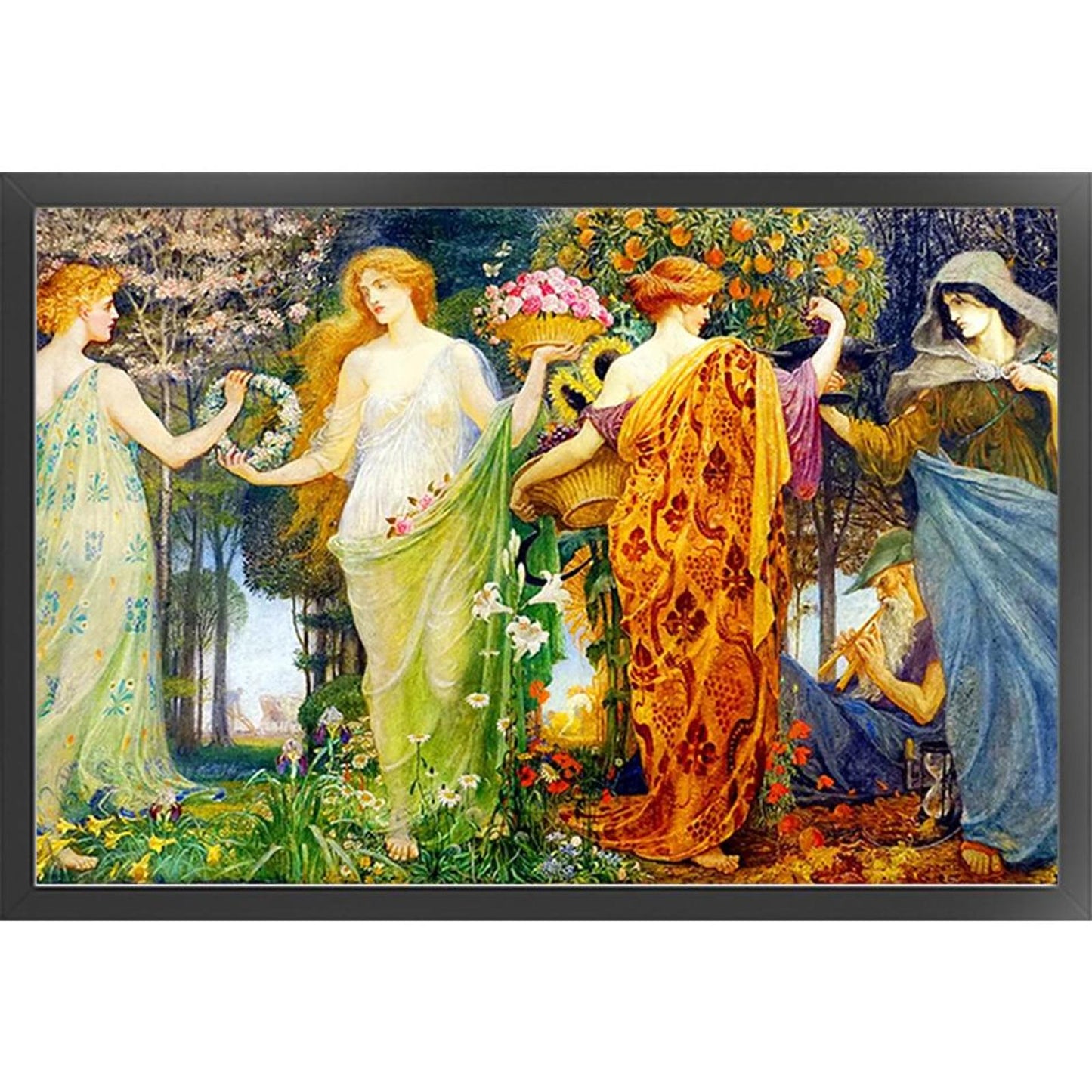 Four Seasons Goddess - Full 14CT Stamped Cross Stitch 65x45CM - Huacan