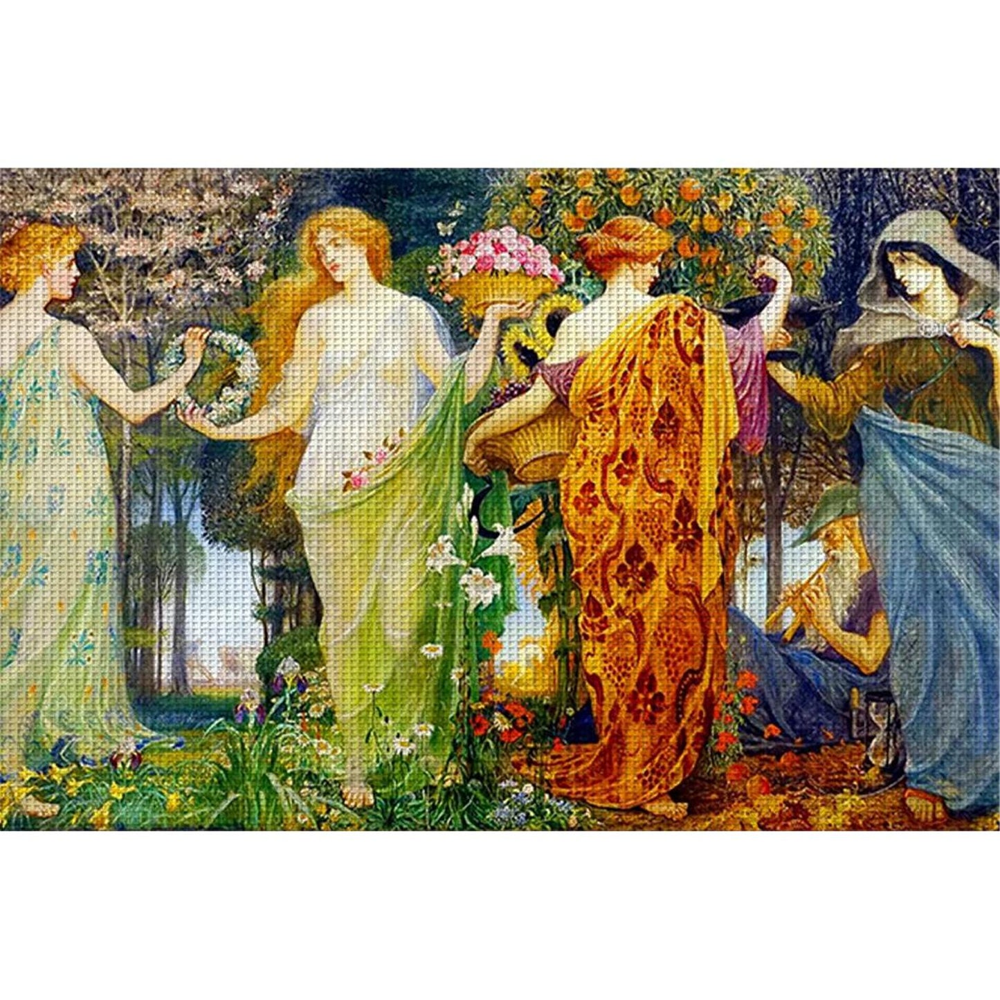 Four Seasons Goddess - Full 14CT Stamped Cross Stitch 65x45CM - Huacan