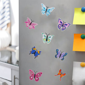 8Pcs Special Shaped Butterfly Diamond Painting Fridge Magnet Fridge Stickers
