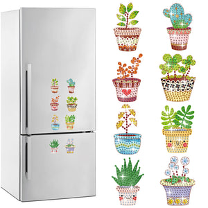 8Pcs Special Shaped Succulents Diamond Painting Fridge Magnet Fridge Stickers