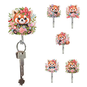 5Pcs Acrylic Cartoon Raccoon Diamond Painting Hooks Diamond Art Craft Wall Hooks