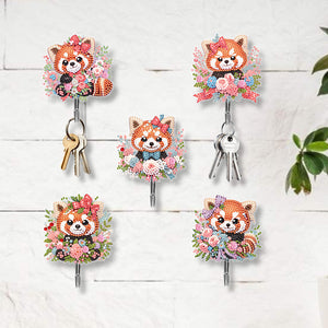 5Pcs Acrylic Cartoon Raccoon Diamond Painting Hooks Diamond Art Craft Wall Hooks
