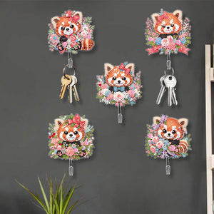 5Pcs Acrylic Cartoon Raccoon Diamond Painting Hooks Diamond Art Craft Wall Hooks