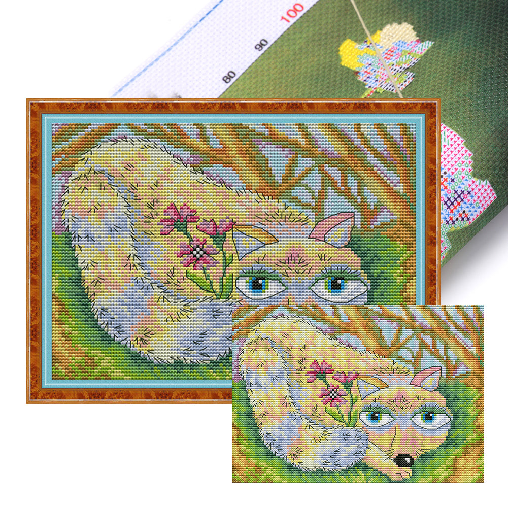 Joy Sunday - Fox - 28*20CM 14CT 2 Stamped Cross Stitch