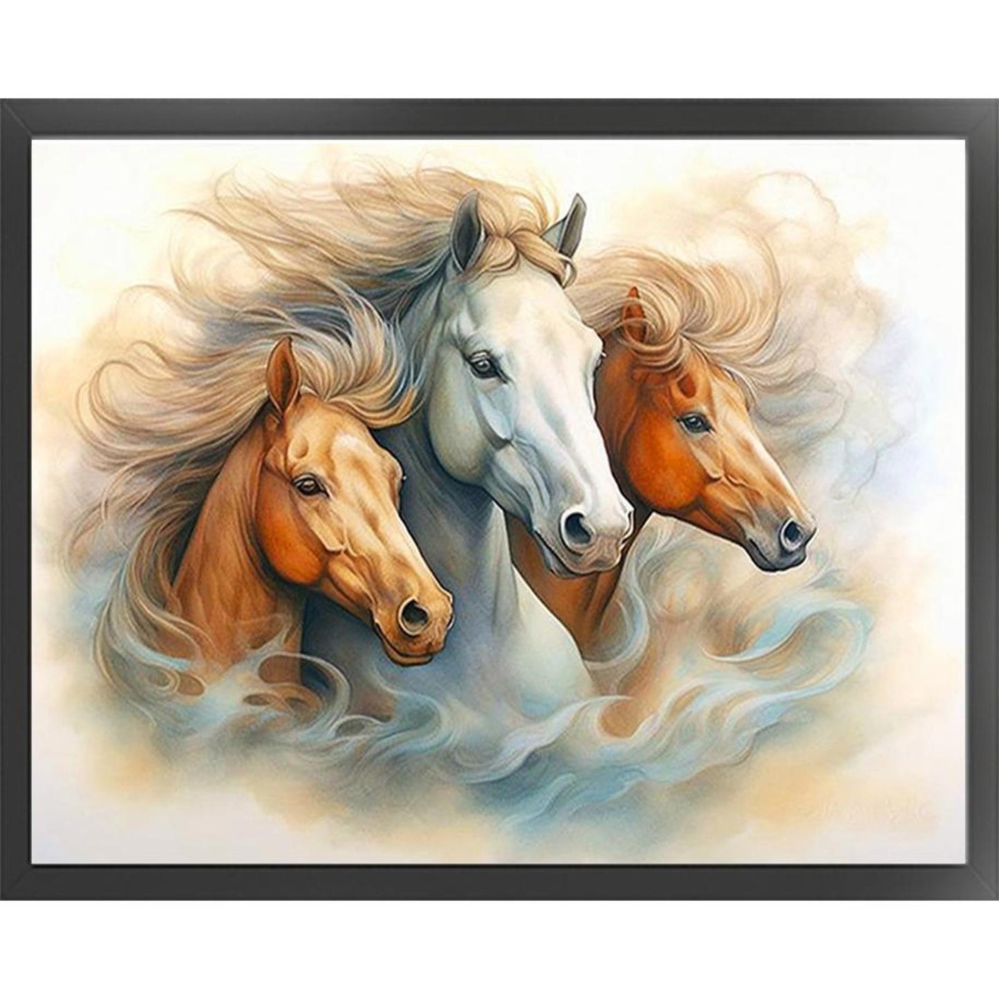 Three Horses - Full 11CT Stamped Cross Stitch 50x40CM - Yishu
