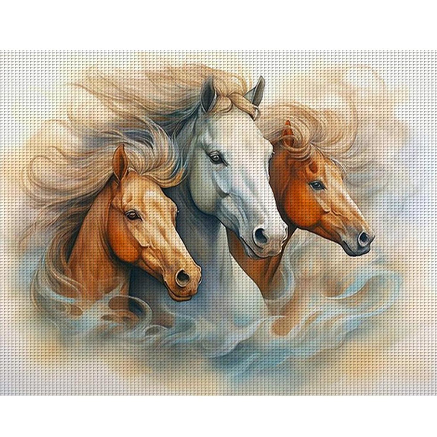 Three Horses - Full 11CT Stamped Cross Stitch 50x40CM - Yishu