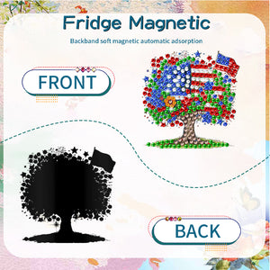 6Pcs Independence Day Flag Tree Diamond Painting Fridge Magnet for Home Decor