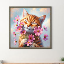 Load image into Gallery viewer, Kitten With Flowers 40*40CM(Canvas) Full Round Drill Diamond Painting
