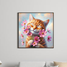 Load image into Gallery viewer, Kitten With Flowers 40*40CM(Canvas) Full Round Drill Diamond Painting
